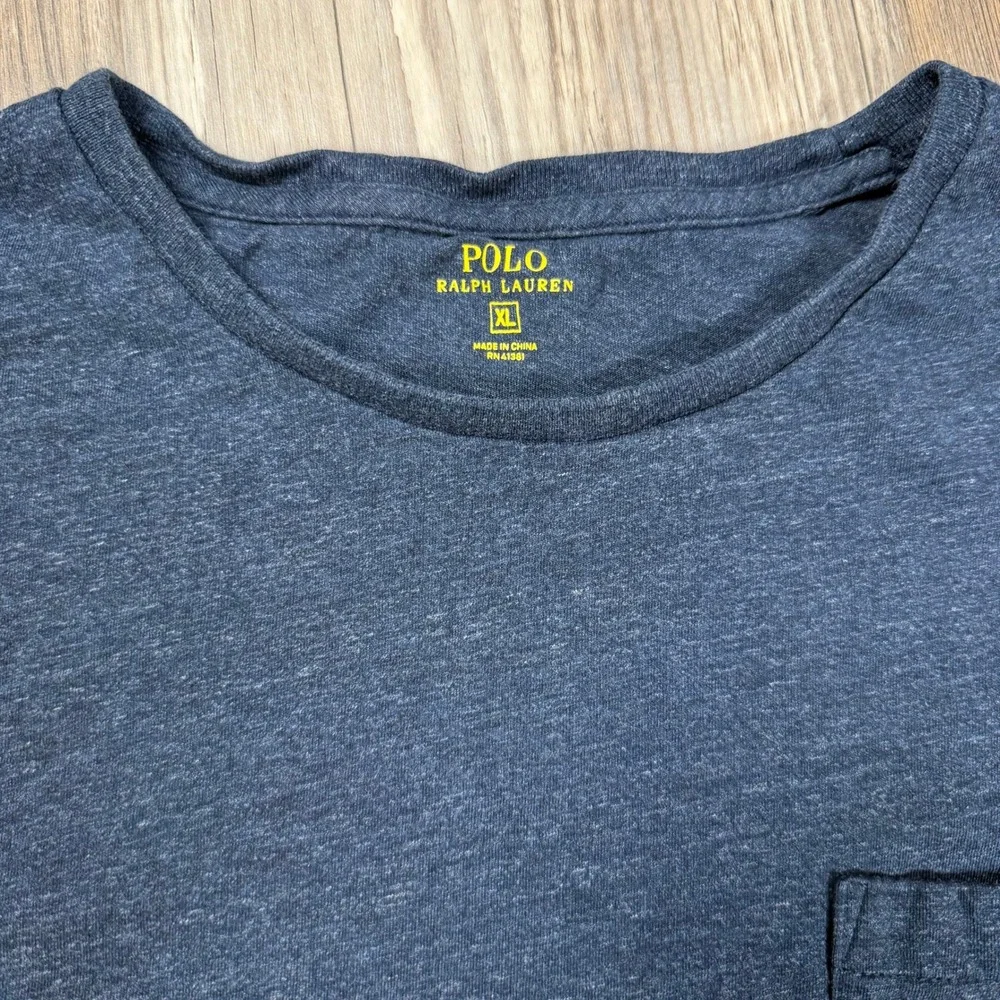 Polo Ralph Lauren Mens XL Navy Blue‎ Heather Pocket T-Shirt Cotton Pony Logo